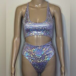 Lavender Holographic Three-Piece Festival Set